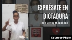 Jenny M. Taboada, madre del preso político del 11J Duanny León Taboada, en la campaña #ExprésateEnDictadura. (Cortesía de Kirenia Yalit Núñez)