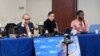 José Rubio, de Civic Rights Defenders; Rosa María Payá, de la Fundación para la Democracia Panamericana, y Norges Rodríguez, de YucaByte, testifican ante la CIDH.