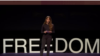 Carolina Barrero en su intervención en el Foro de la Libertad de Oslo, el 23 de mayo de 2022.