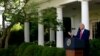 El presidente Trump en los Jardines de la Casa Blanca.