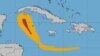 Imagen de vientos del huracán Ian. Naranja es tormenta tropical. La franja roja es huracán.