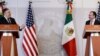 El Secretario de Estado Mike Pompeo en conferencia de prensa junto al canciller mexicano Luis Videgaray.