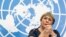 La Alta Comisionada de las Naciones Unidas para los Derechos Humanos, Michelle Bachelet, asiste a su última conferencia de prensa en Ginebra.