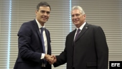 Pedro Sánchez durante su reunión con Díaz-Canel en Naciones Unidas.