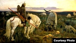 Un caballero en la encrucijada (1878) por Viktor M. Vasnetsov