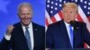 Combinación de fotografías de Joe Biden y Donald Trump en la madrugada del 4 de noviembre.