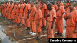 Prisioneros en la cárcel Central de Belice. Foto Kolbe Foundation.