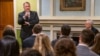 Mike Pompeo durante su visita este lunes a la Universidad de Louisville, Kentucky.