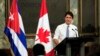 El primer ministro Trudeau ofrece una conferencia en el Aula Magna de la Universidad de La Habana en noviembre del 2016.