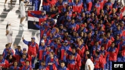Atletas de la delegación de República Dominicana desfilaron el viernes 14 de noviembre de 2014, durante la inauguración de los XXII Juegos Centroamericanos y del Caribe, en Veracruz, (México).