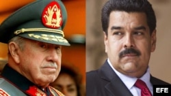 combinación de fotografías de Augusto Pinochet (1917-2006) y Nicolás Maduro.
