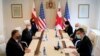 Secretario de Estado Mike Pompeo reunido con el premier de Georgia Giorgi Gakharia. Patrick Semansky / POOL / AFP