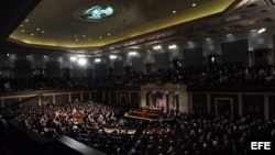 El presidente de Estados Unidos, Barack Obama, durante el discurso sobre el Estado de la Unión en el 2012.