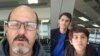 Pastor Carlos Sebastián Hernández con sus dos hijos.