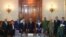 El secretario de Seguridad de EE.UU. Alejandro Mayorkas junto al presidente de México López Obrador.