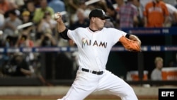 El lanzador José Fernández en acción...