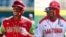 Los peloteros Rafael Viña Álvarez y Denis Peña Rivero en una foto publicada en un perfil oficialista en redes sociales. (Foto: X/@RafaelR71812878)